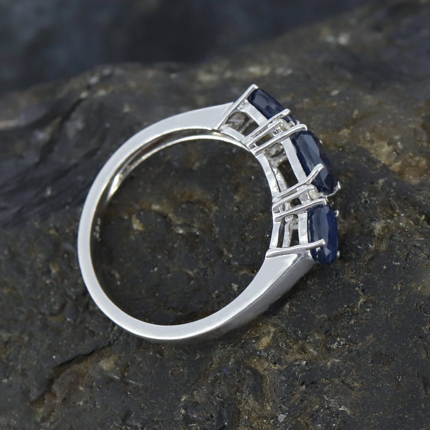 Blue Sapphire Engagement Ring Silver