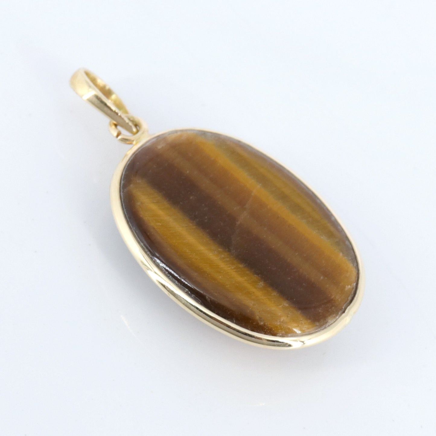 Tiger'S Eye Gemstone Pendant 14K Gold