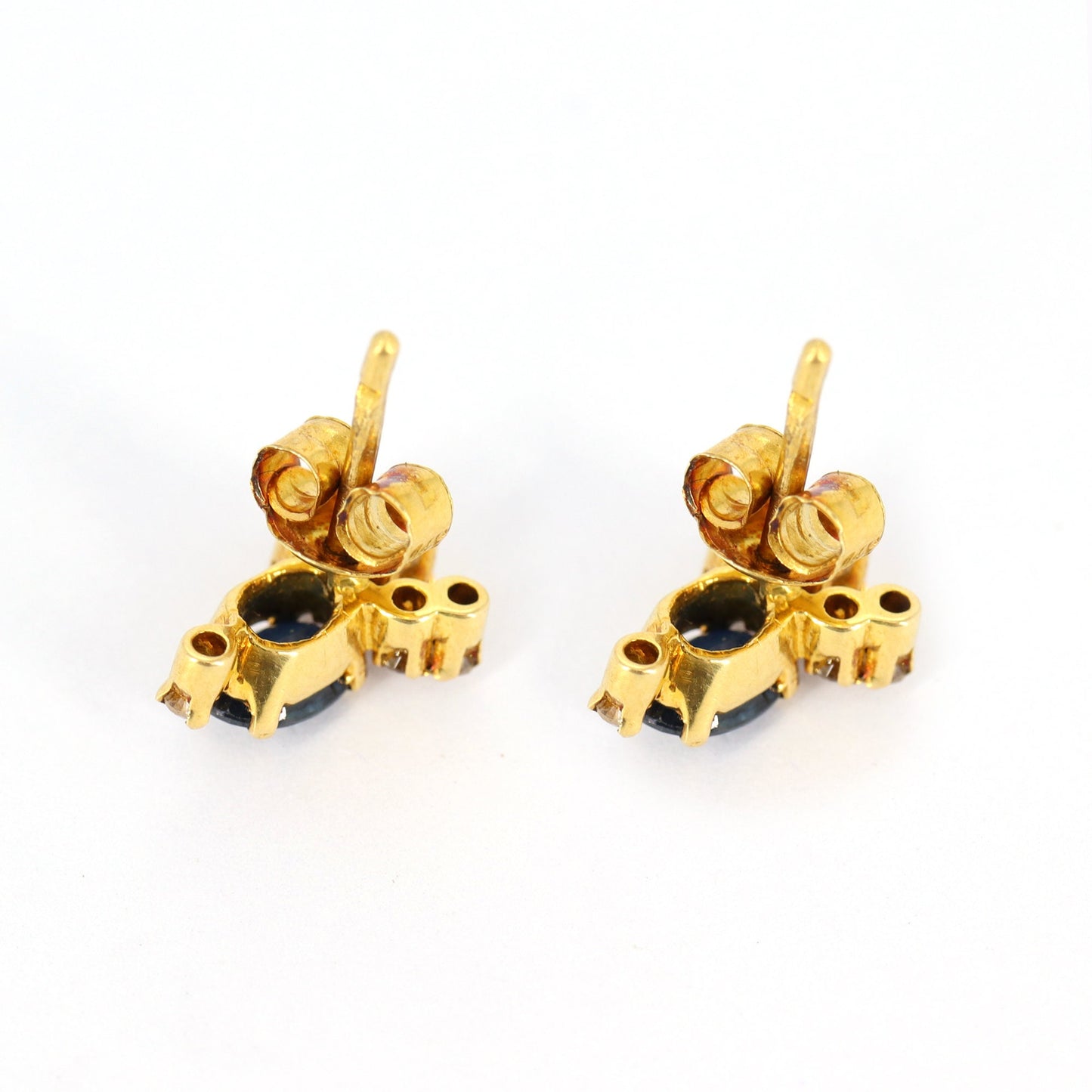 Yellow Studded Blue Sapphire Studs Sapphire Earring 18K Gold