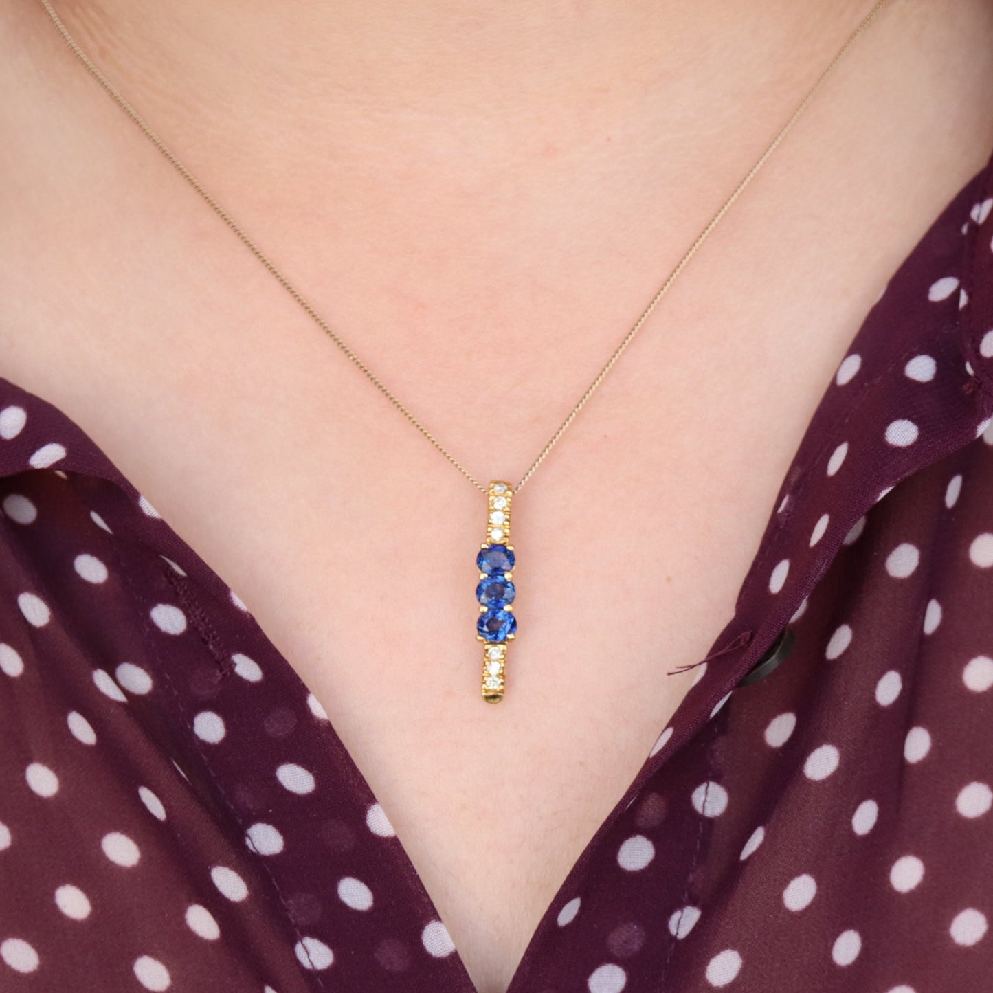 Yellow Blue Sapphire Pendant 18K Gold