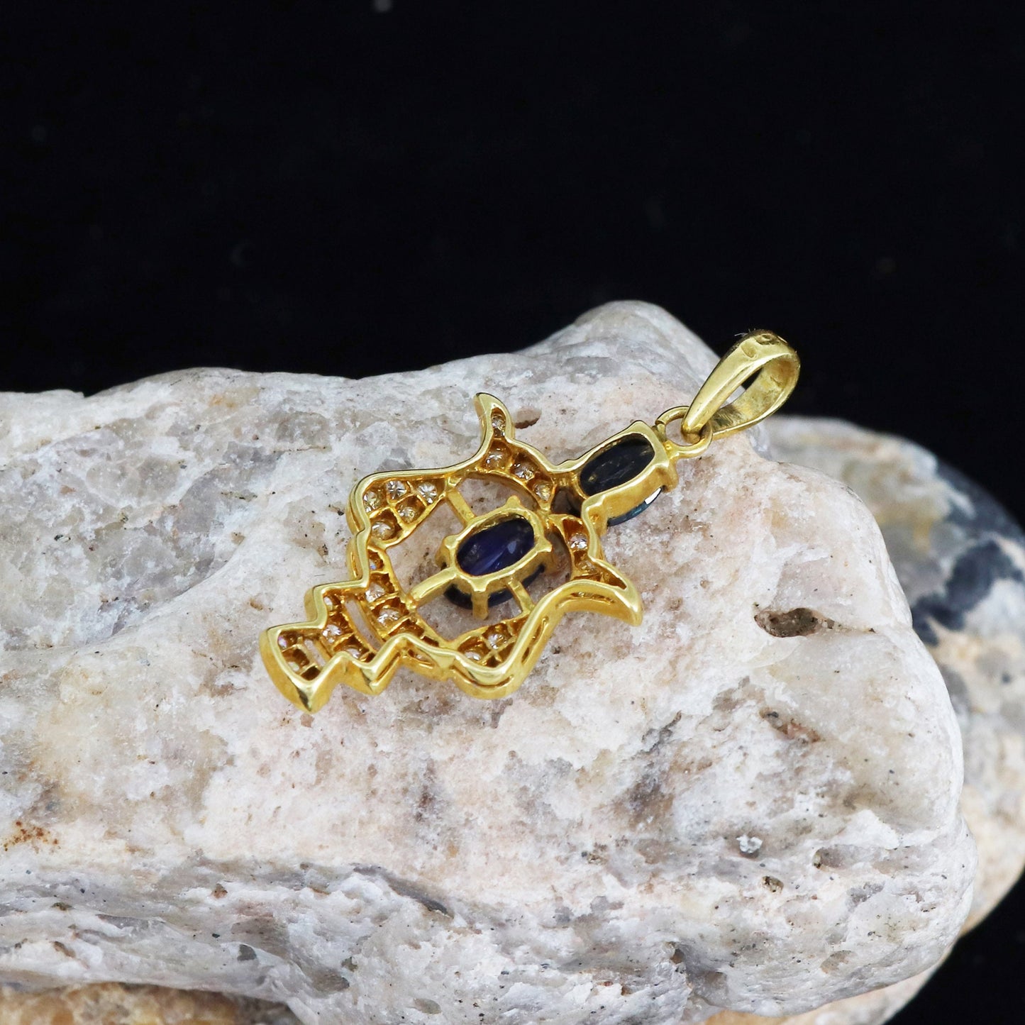 Yellow Blue Sapphire & Pendant 18K Gold