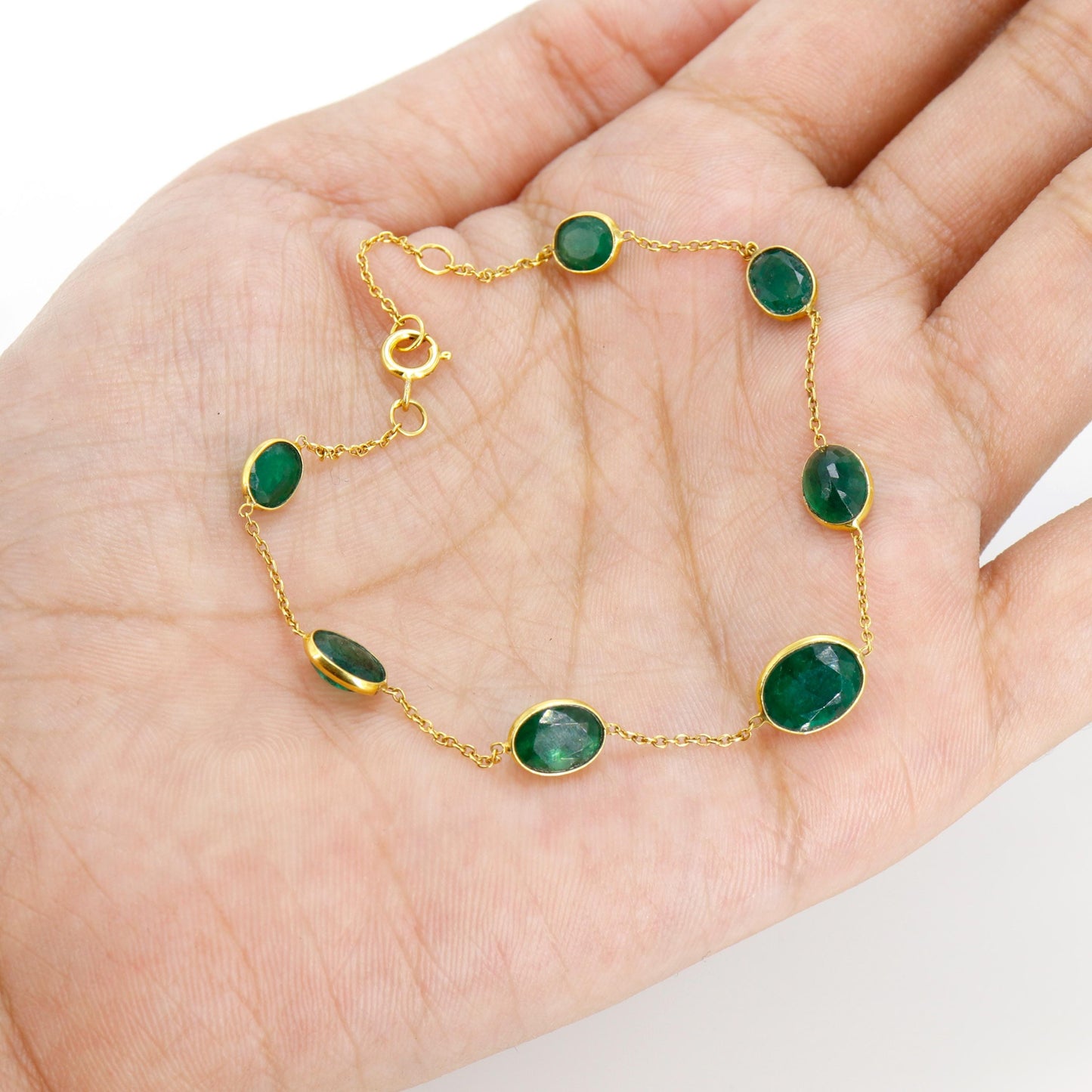 Green Emerald Bracelet 14K Gold