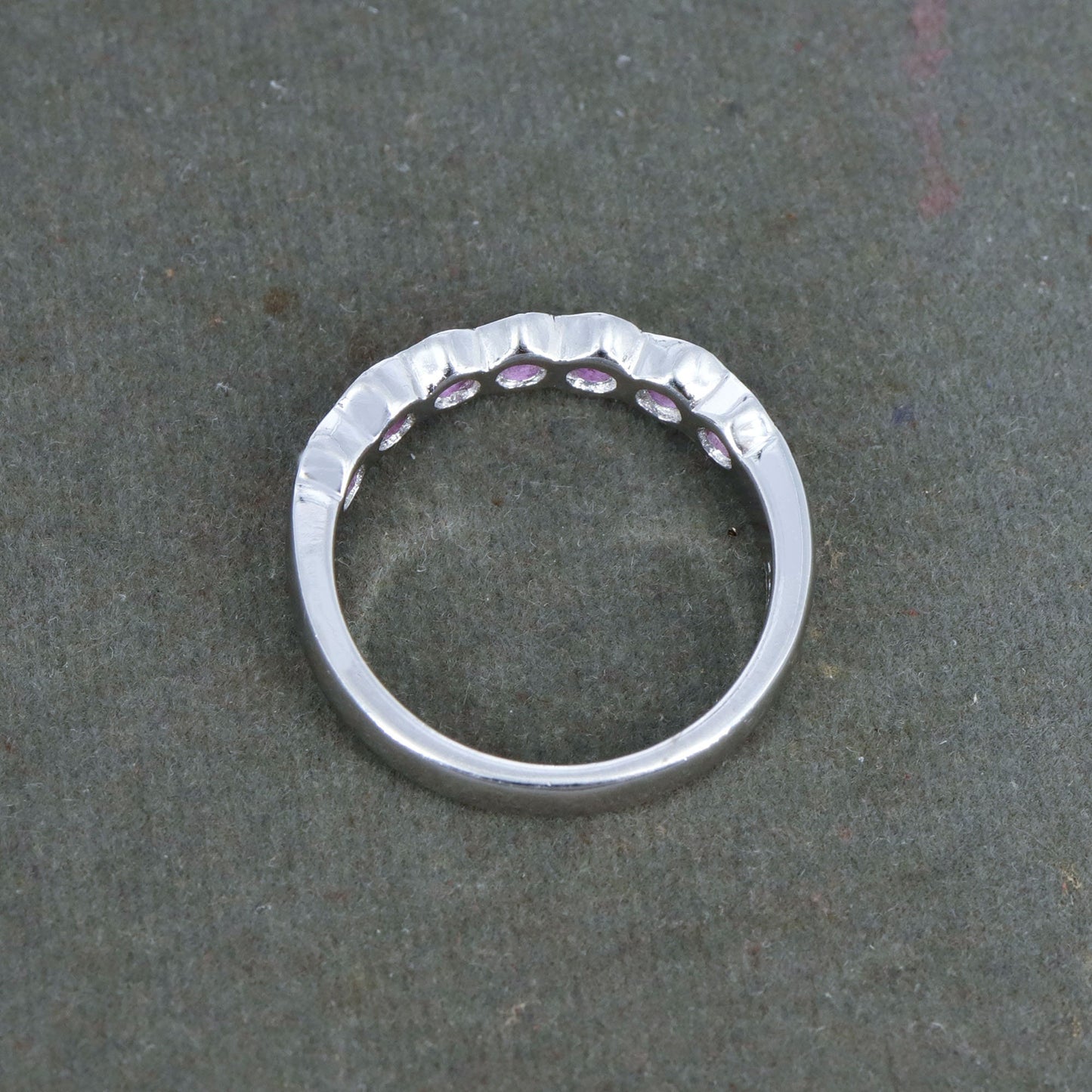 Half Eternity Band Ruby Ring Silver
