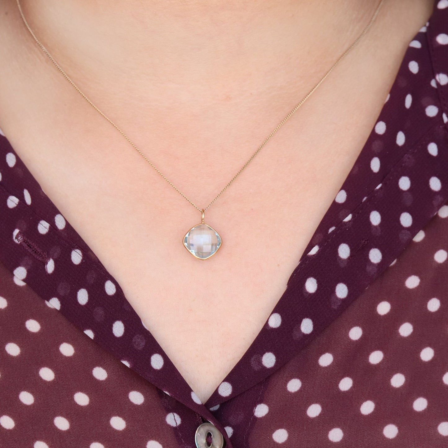 Sky Blue Topaz Pendant 14K Gold