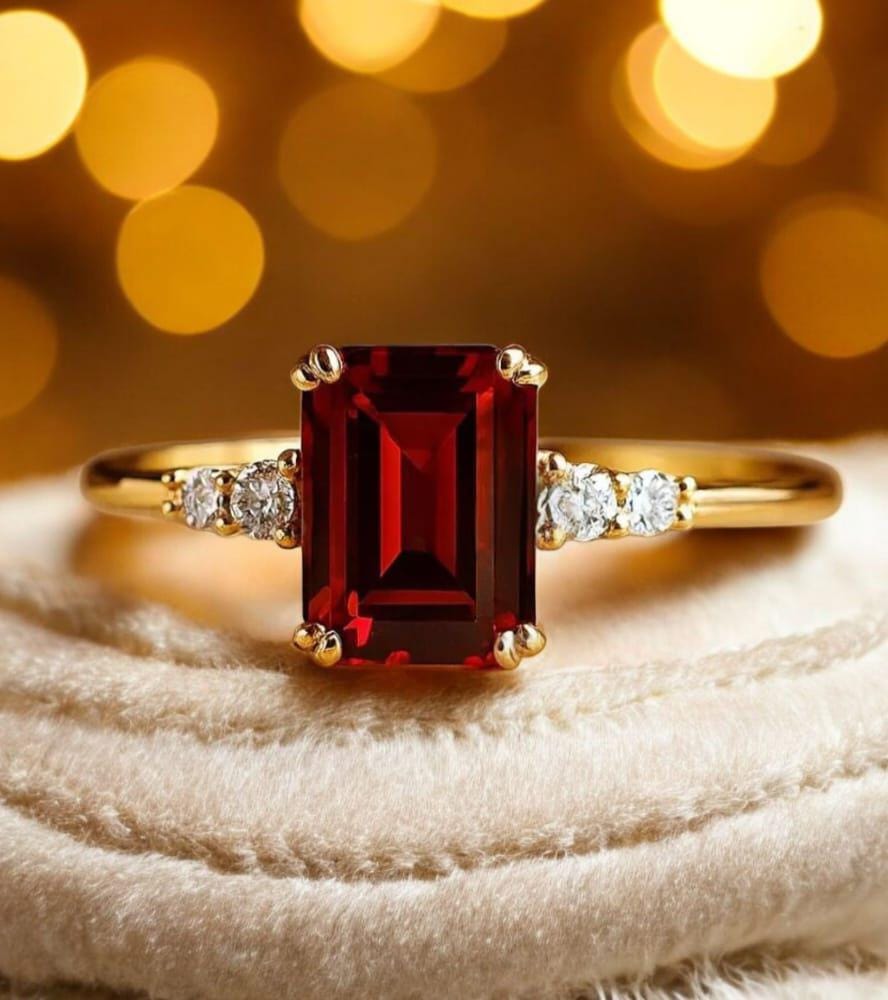 Red Garnet Ring 14K Gold