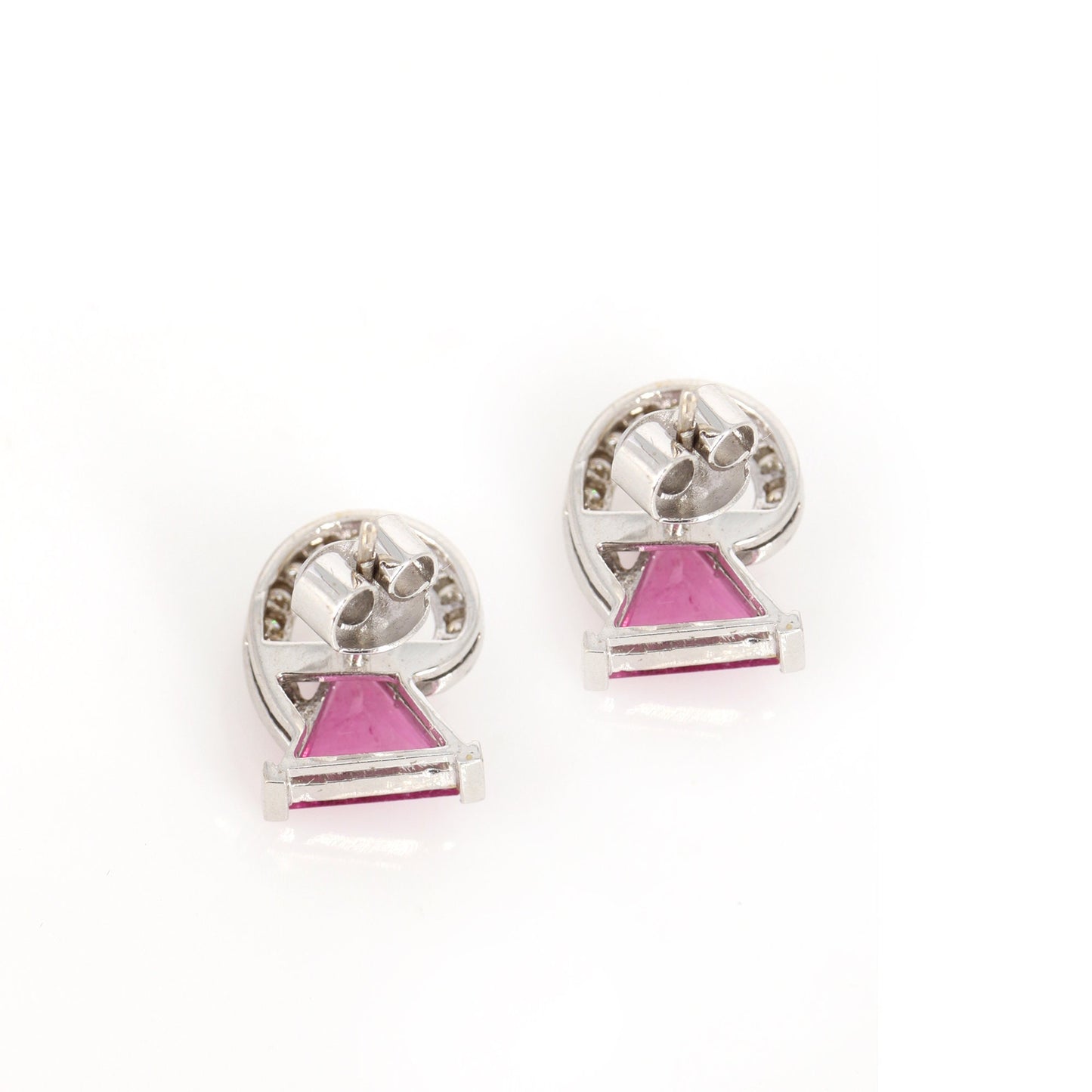 Beautiful White Rubellite Tourmaline Stud Earring 18K Gold