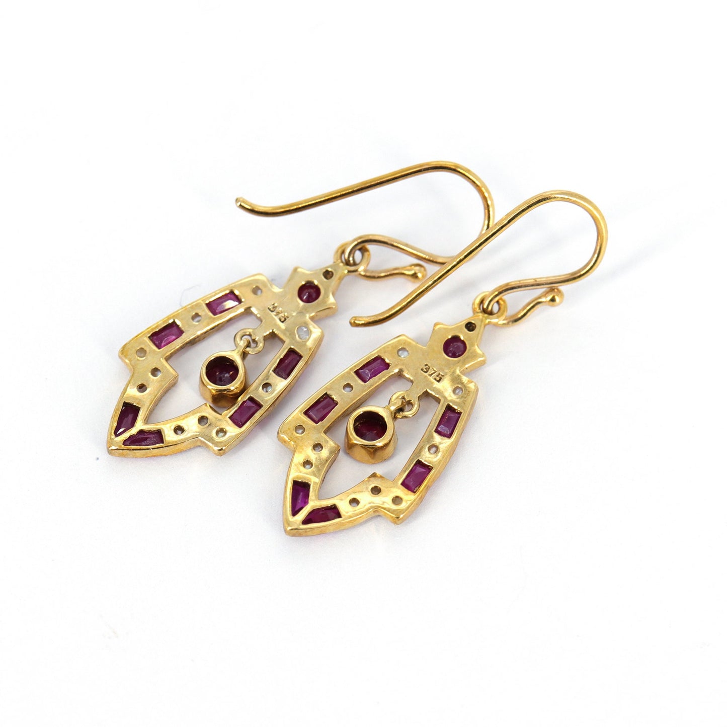 Pearl Red Ruby Earring Gold