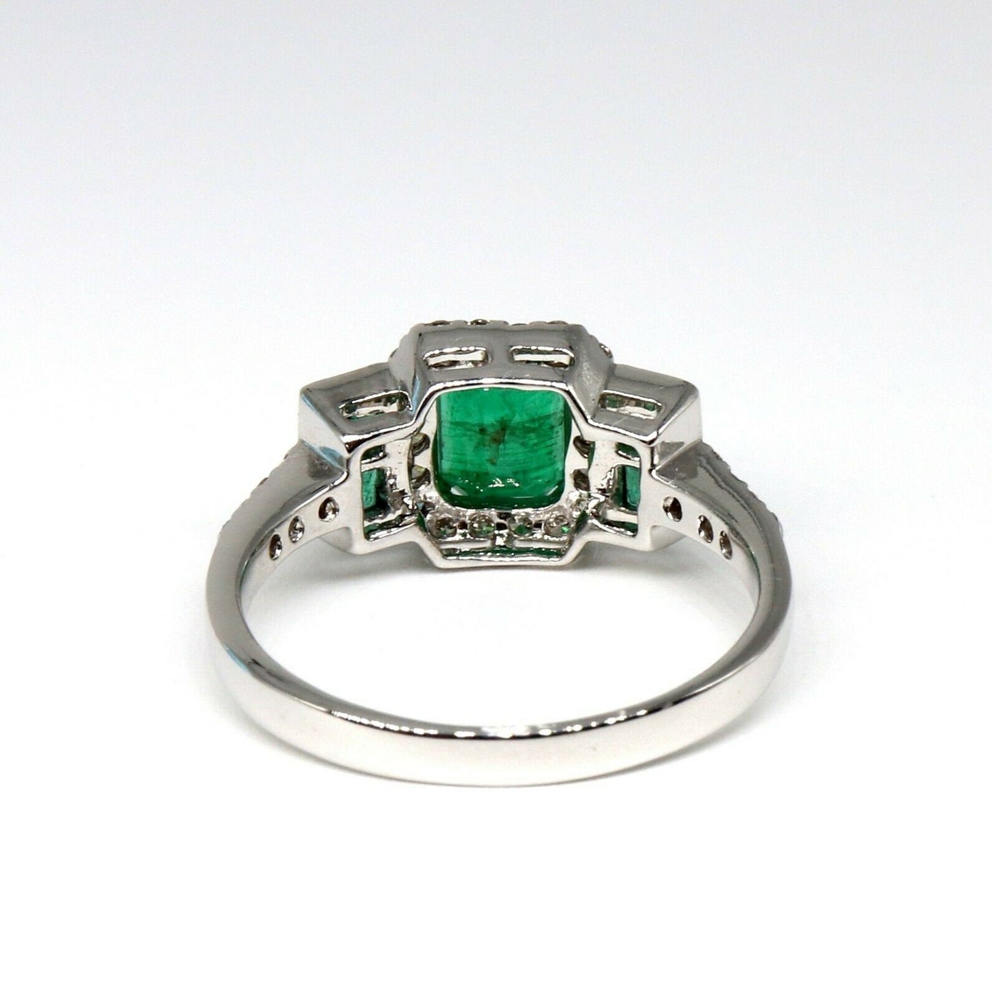 Handmade Emerald Cut Emerald & White Ring 18K Gold