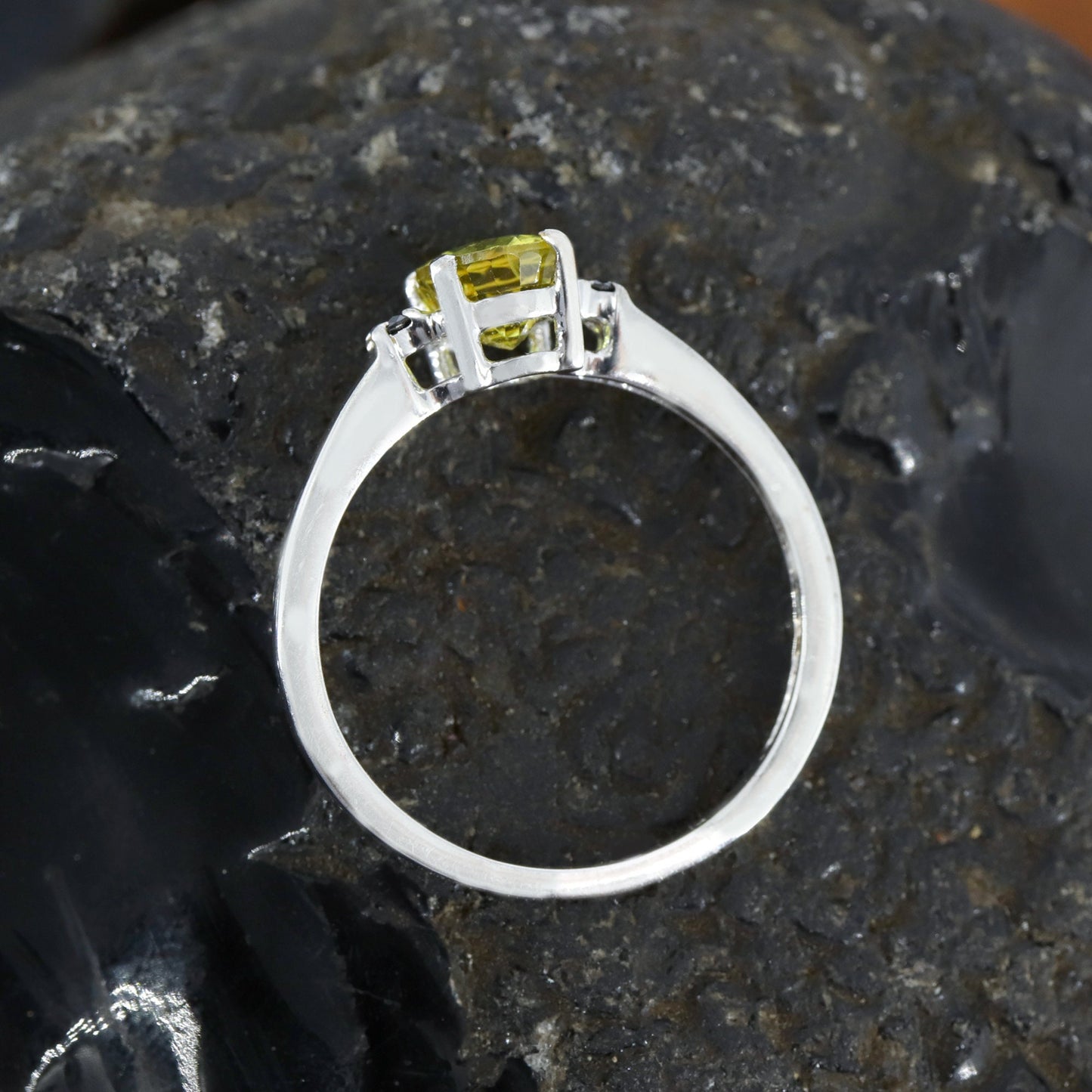 Oval Cut Yellow Sapphire Ring Silver