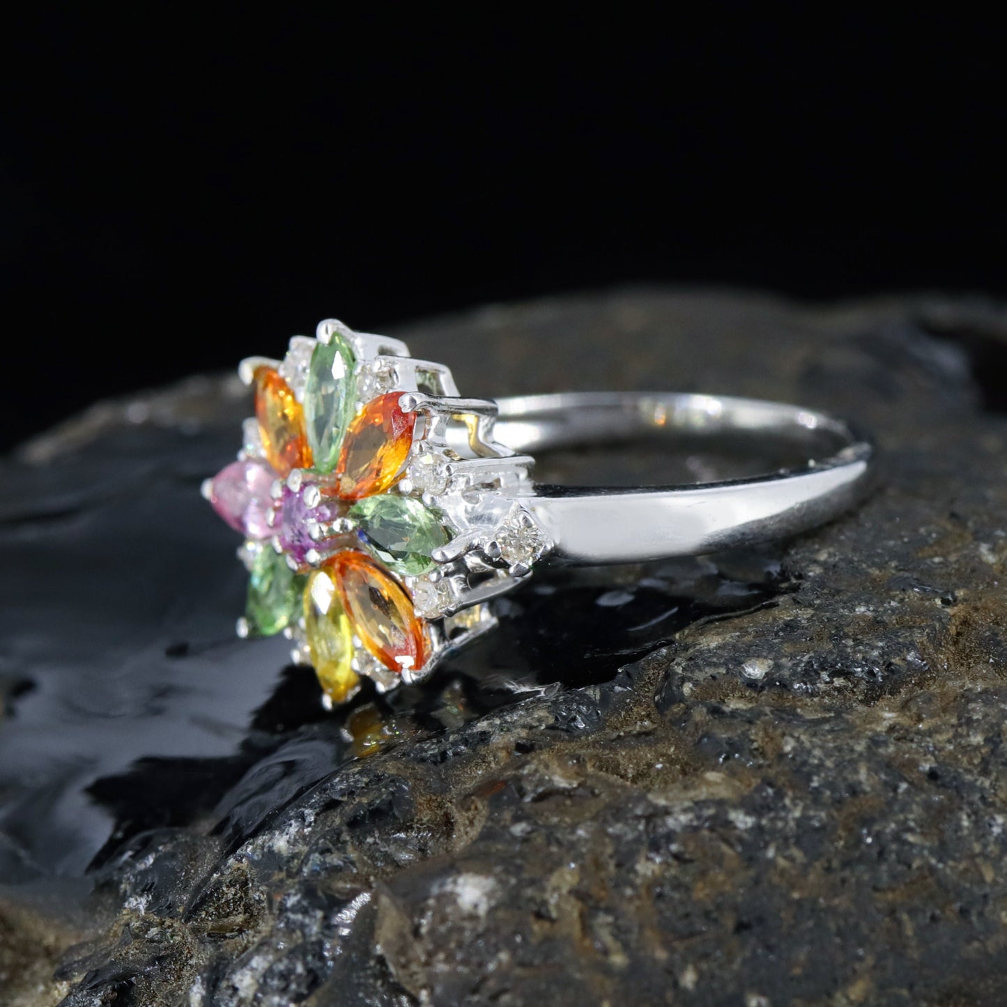 Classic Multi Sapphire Ring Silver