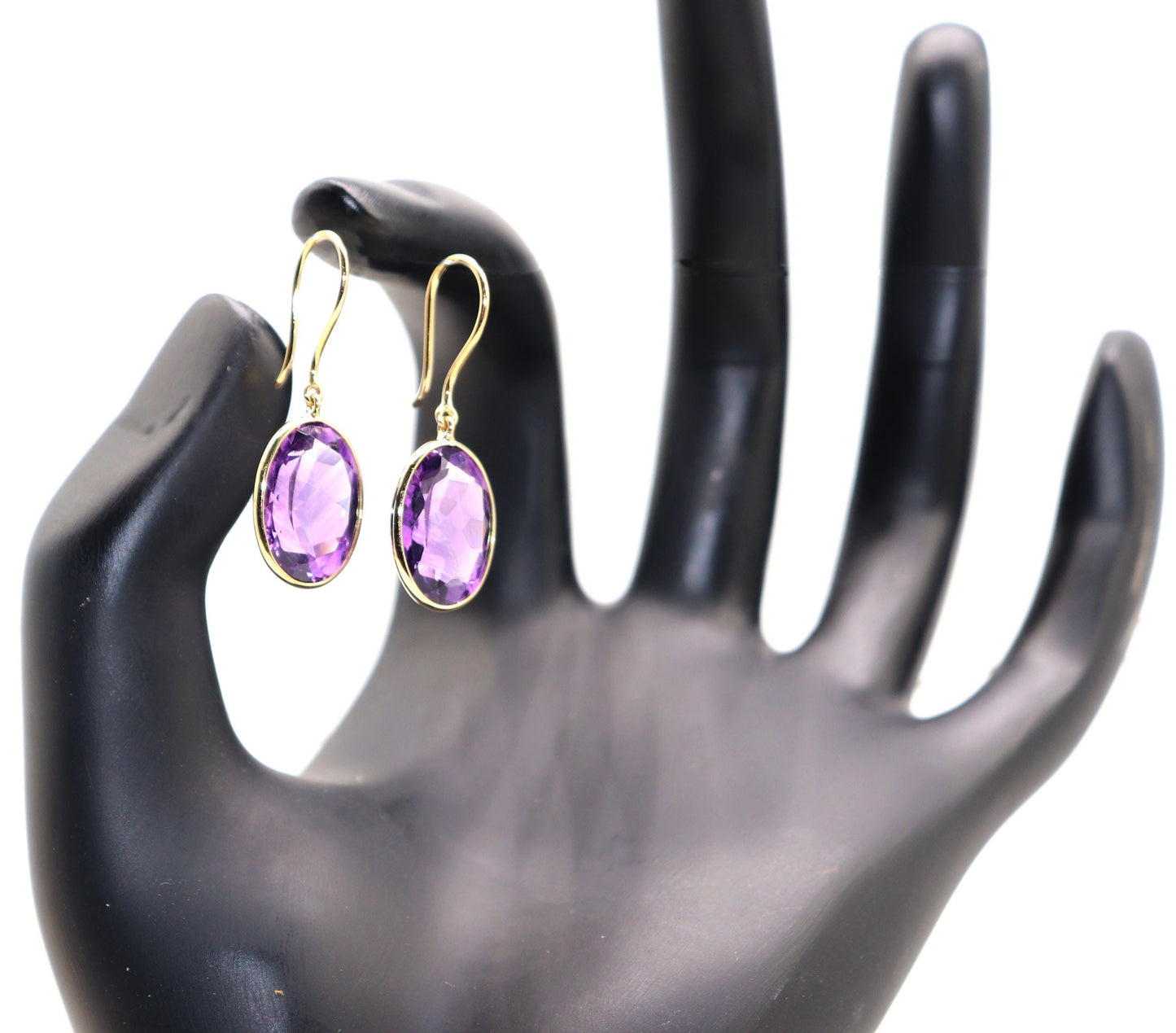 Yellow Handmade Amethyst Hanging Earring 18K Gold