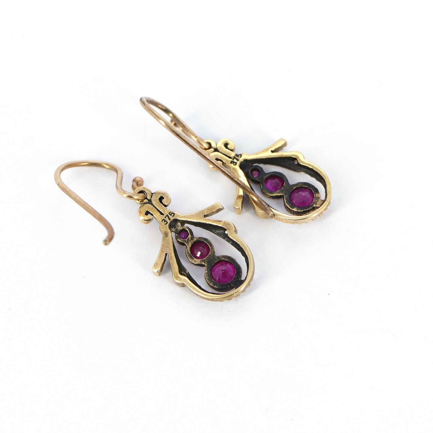 Pearl Red Ruby Earring Gold