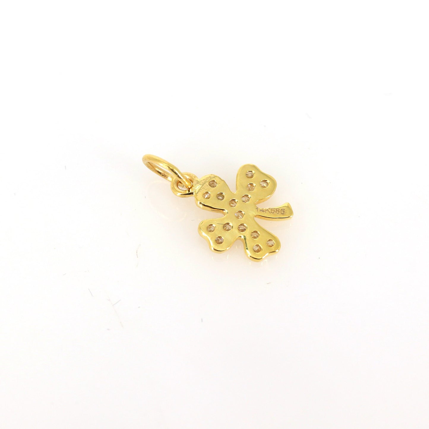 Very Beautiful Luck Leaf Designer Pave Pendant 14K Gold