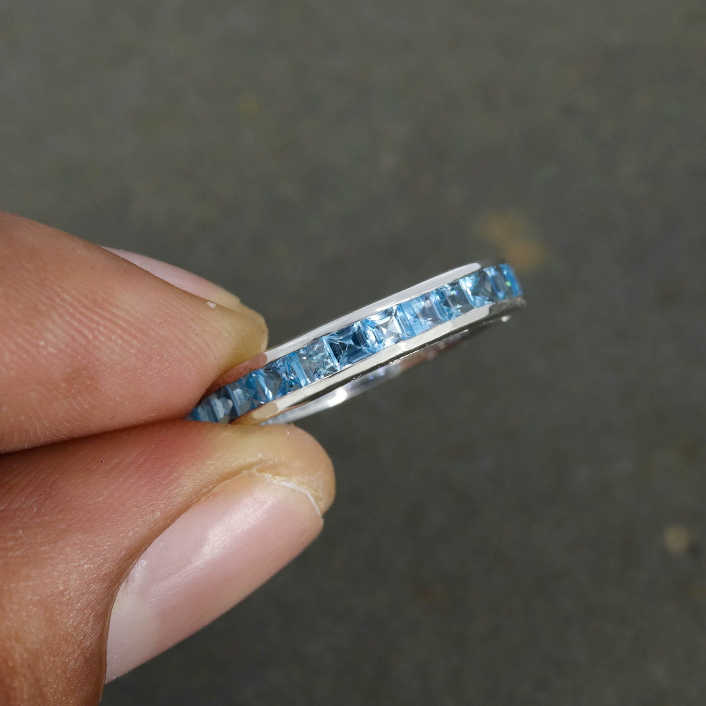 Blue Topaz Gemstone 925 Sterling Stackable Ring Silver