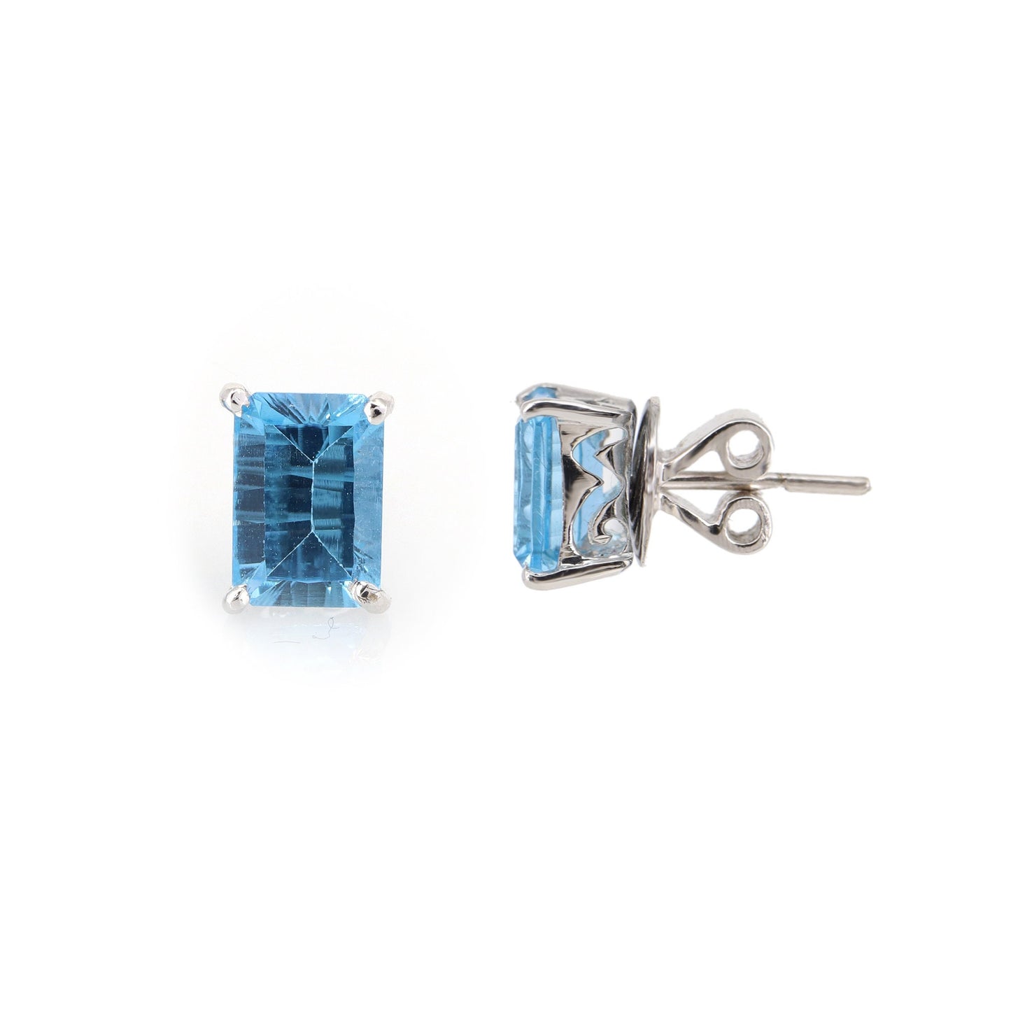 Blue Topaz Solitaire Stud Earring 18K Gold