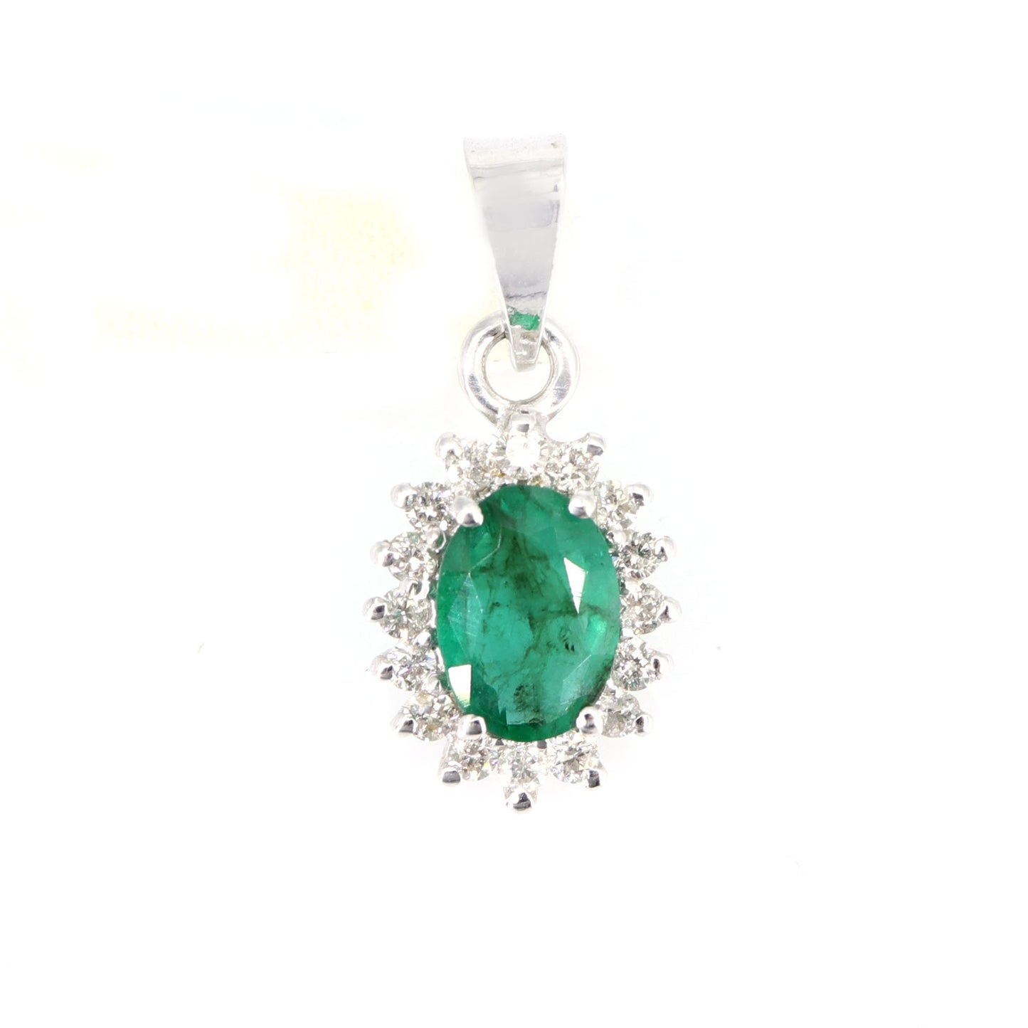 Oval Cut Emerald Pendant 18K Gold