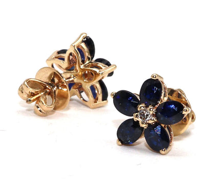 Yellow Handmade Blue Sapphire Earring 14K Gold