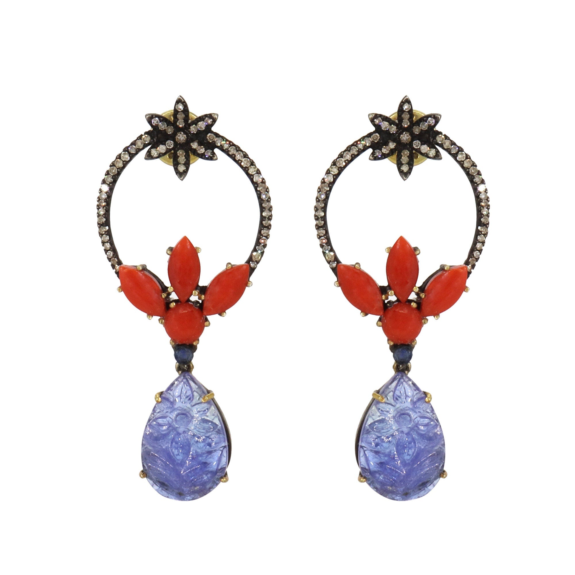 Tanzanite Carving Earring