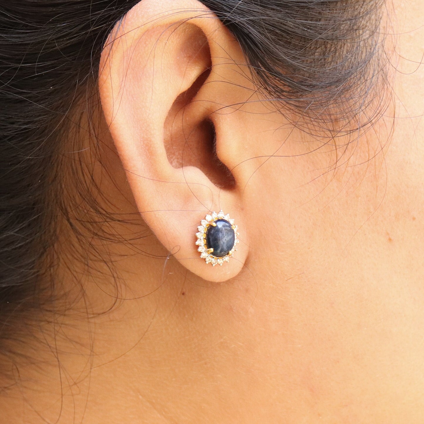 Blue Star Sapphire Jewelry Women Star Sapphire & Pendant 14K Gold