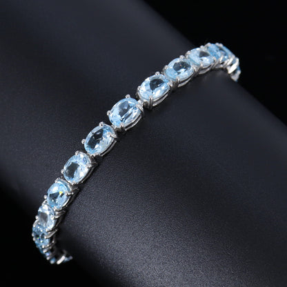 Faceted Blue Topaz Bracelet Silver