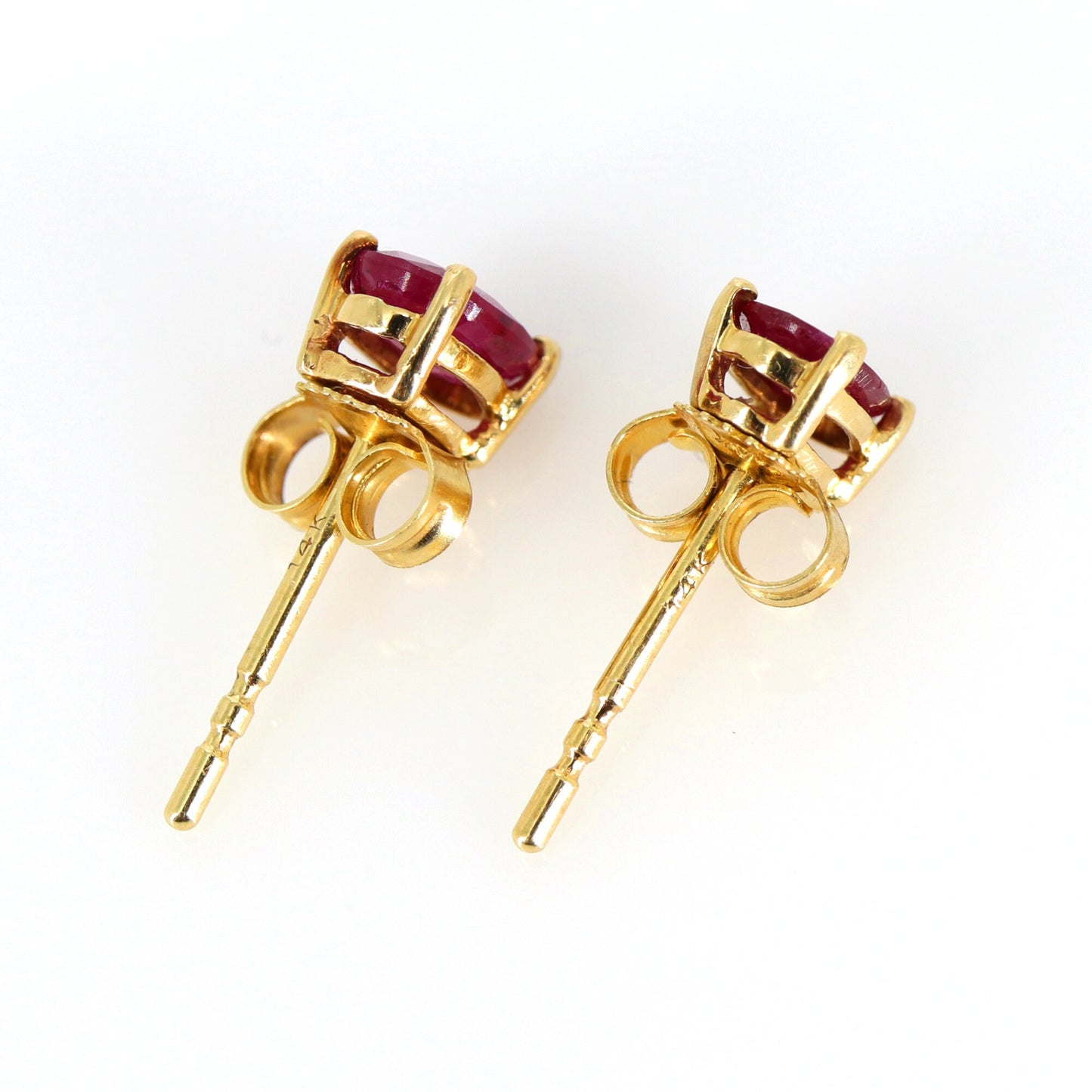 Simple Ruby Stud Earring 14K Gold
