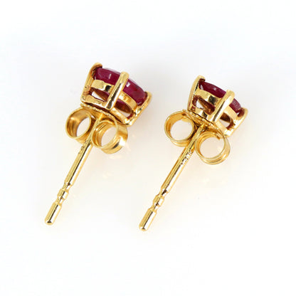 Simple Ruby Stud Earring 14K Gold