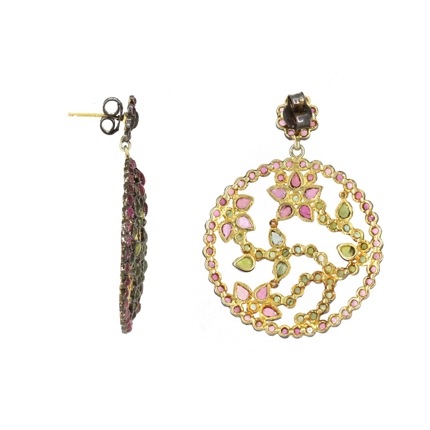 Pink & Green Tourmaline Earring