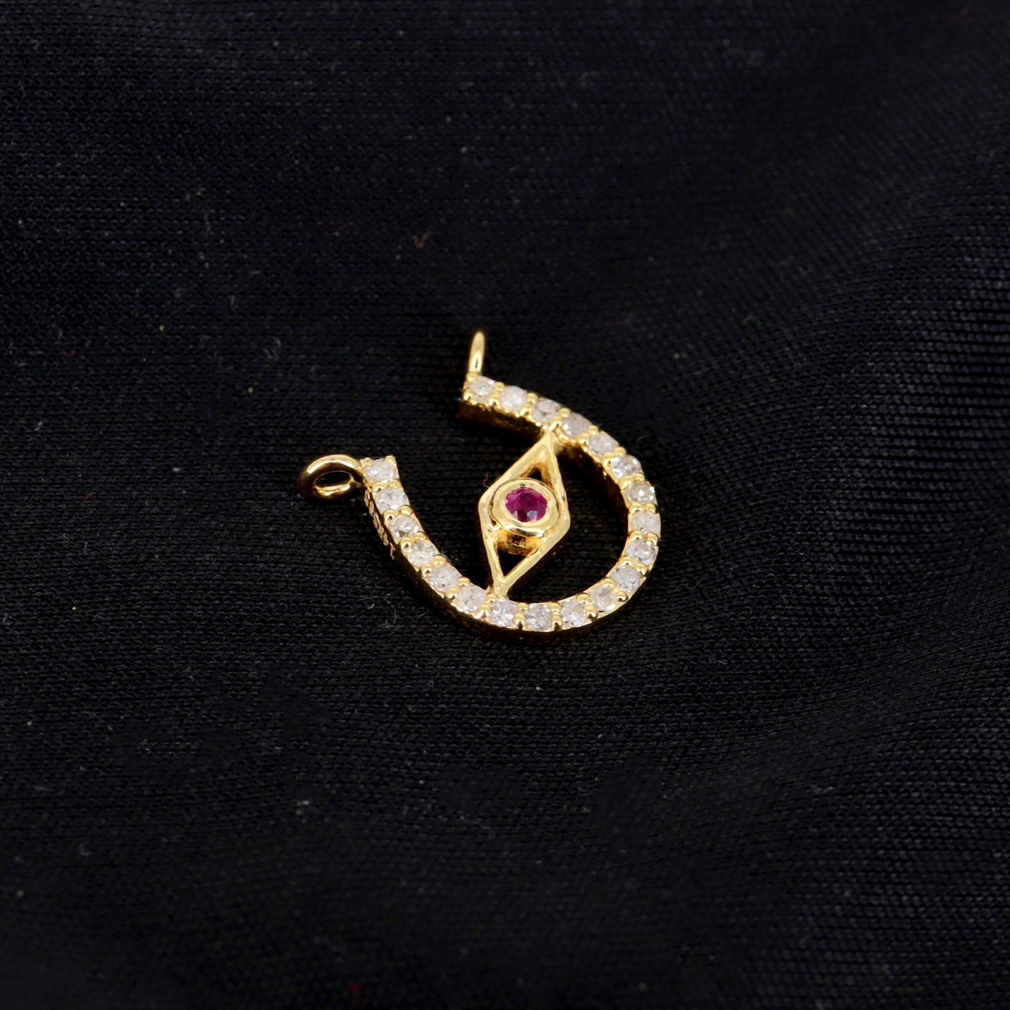 10X11Mm Horseshoe Charm Horseshoe Charm Ruby Evil Eye Horseshoe Charm Bracelet 14K Gold