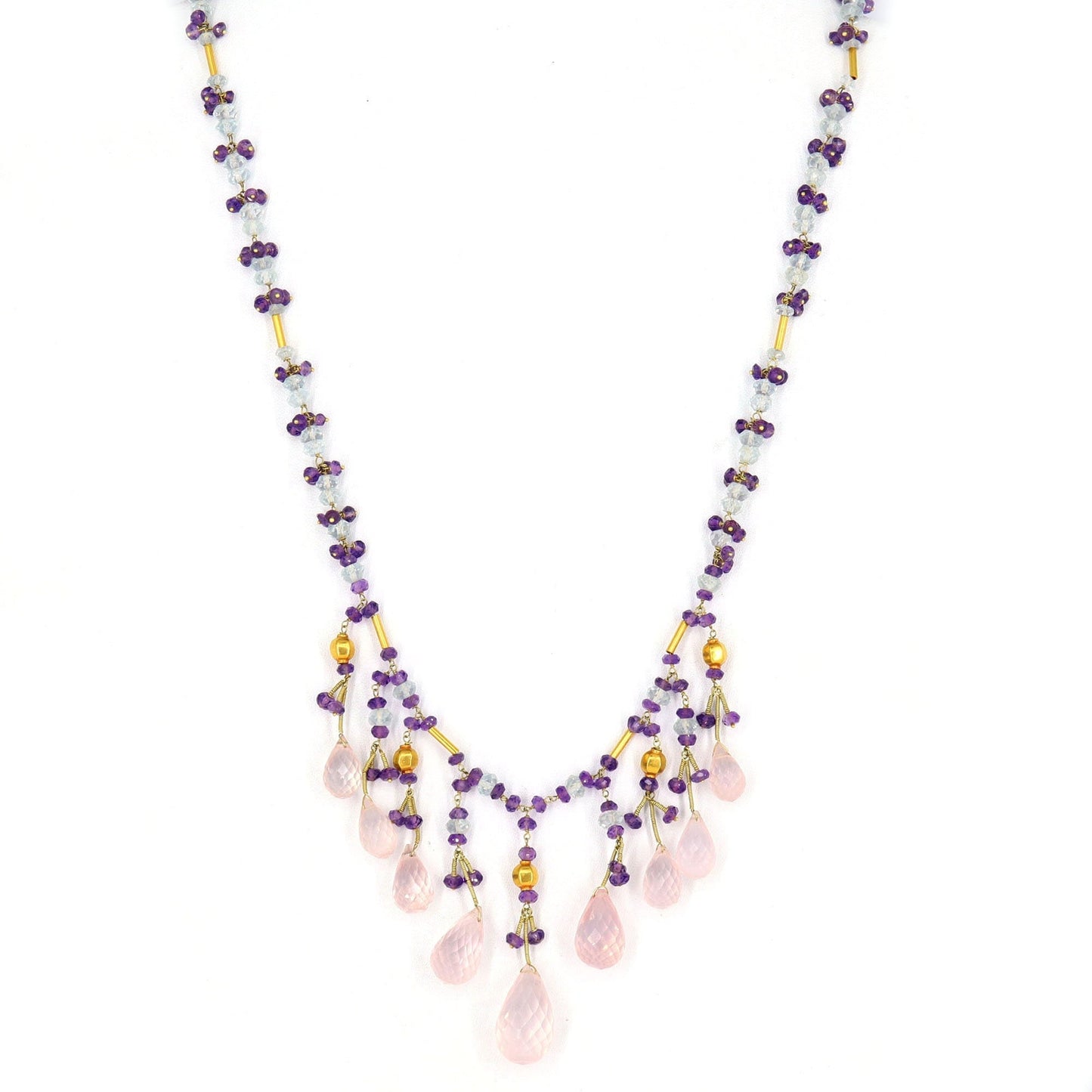 Rose Quartz Necklace 18K Gold