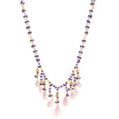 Rose Quartz Necklace 18K Gold