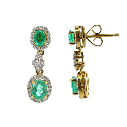 Yellow Oval Cut Emerald Earring 18K Gold
