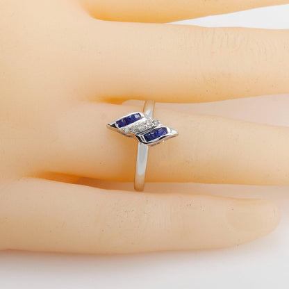 White Deep Blue Color Sapphire Elegant Design Ring 14K Gold