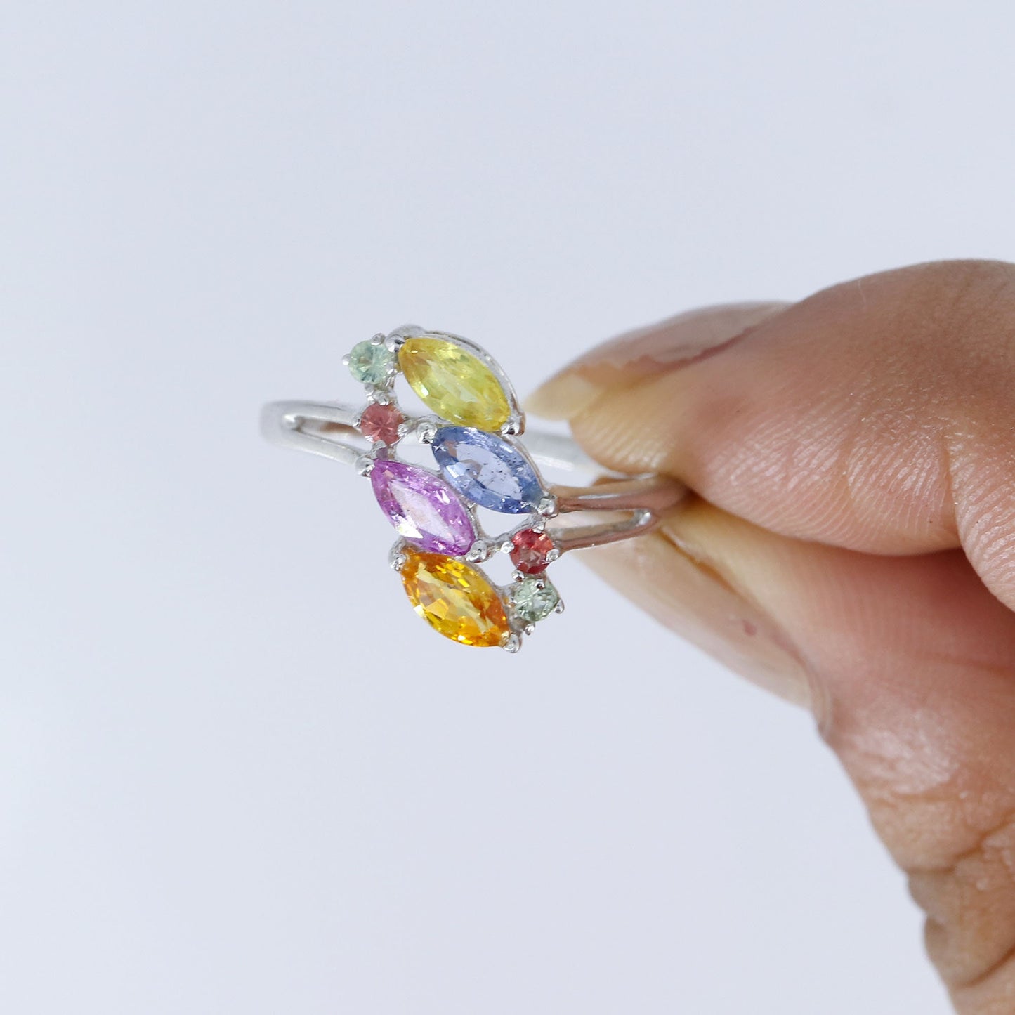 Multi Sapphire Ring Silver