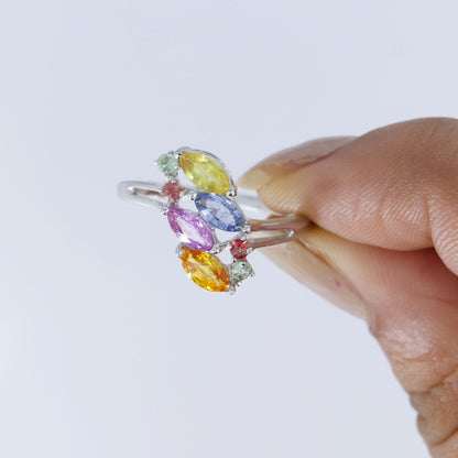 Multi Sapphire Ring Silver