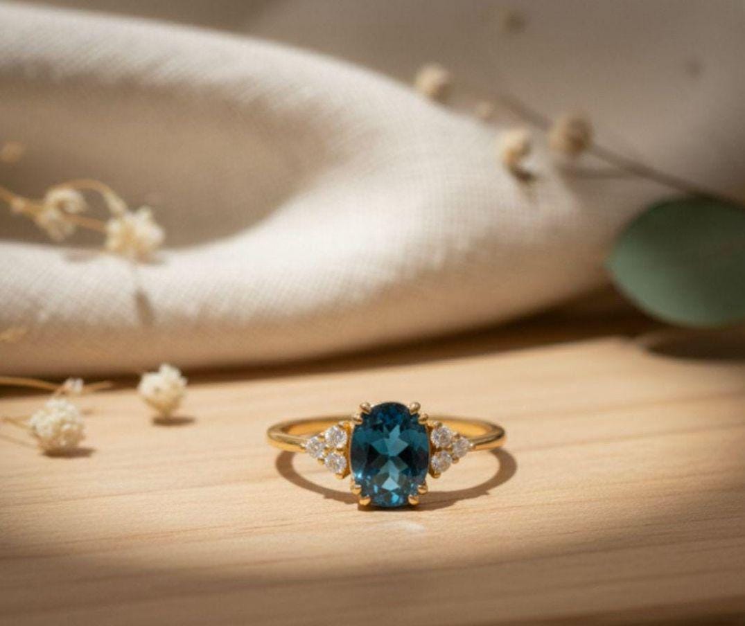 London Blue Topaz Ring 14K Gold