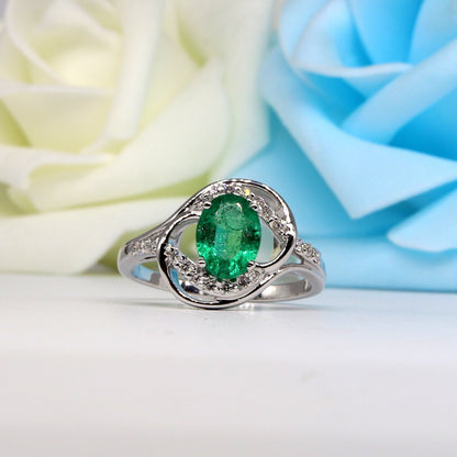 Handmade White Emerald Ring 18K Gold