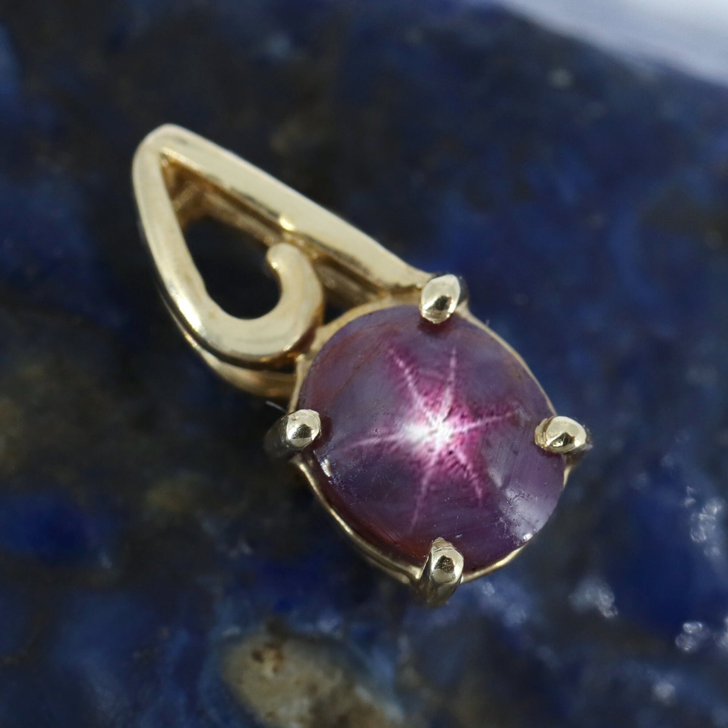 Pink Star Ruby Pendant 14K Gold