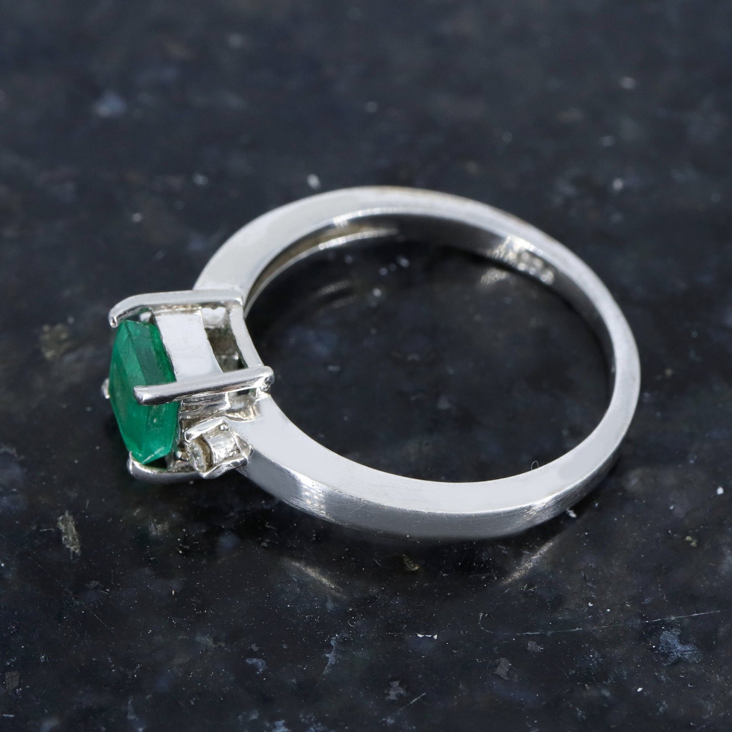 Green Emerald Ring Silver