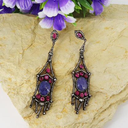 Tanzanite & Pink Tourmaline Earring