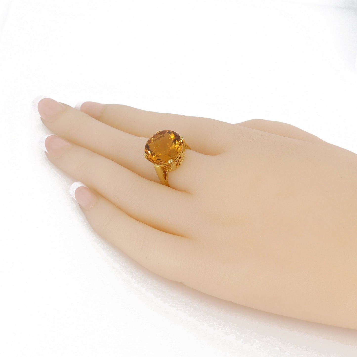 10 Big Size Citrine Gemstone Ring 18K Gold