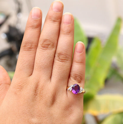 High Quality Amethyst Ring 14K Gold