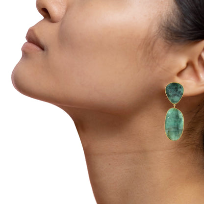 Rose Cut Emerald Earring 18K Gold