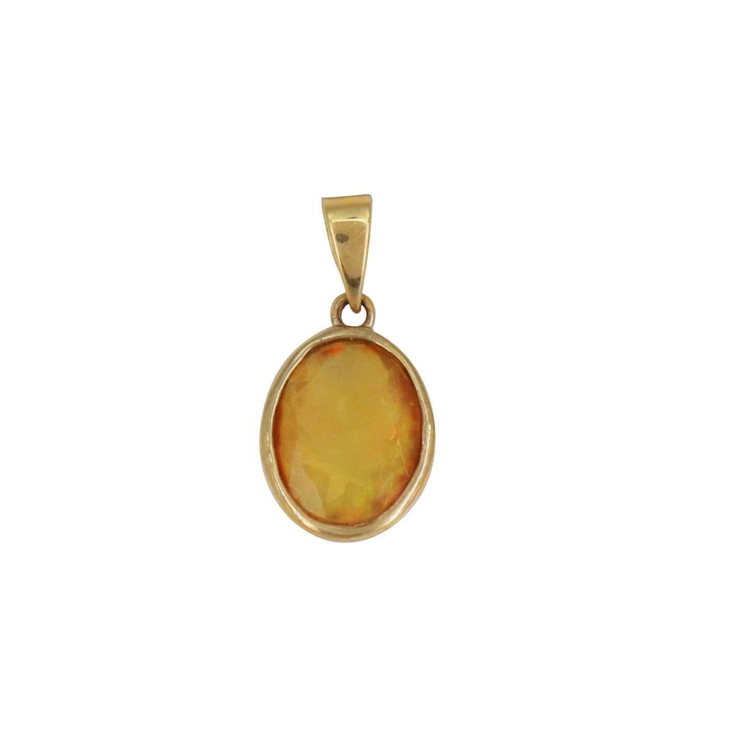 Multifire Gemstone Opal Pendant 14K Gold