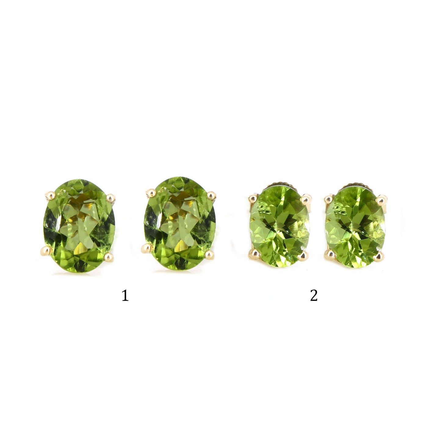 Peridot Push Backing Yellow Solitaire Stud Post Earring 14K Gold