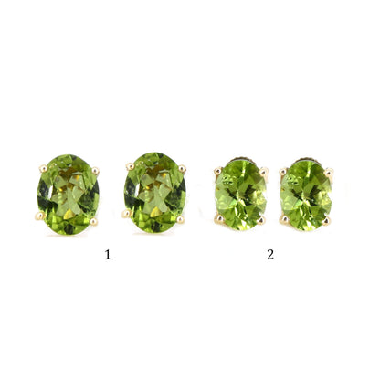 Peridot Push Backing Yellow Solitaire Stud Post Earring 14K Gold