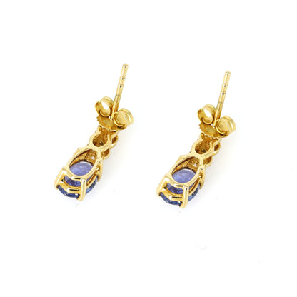14Kt Yellow Blue Sapphire Earring Gold