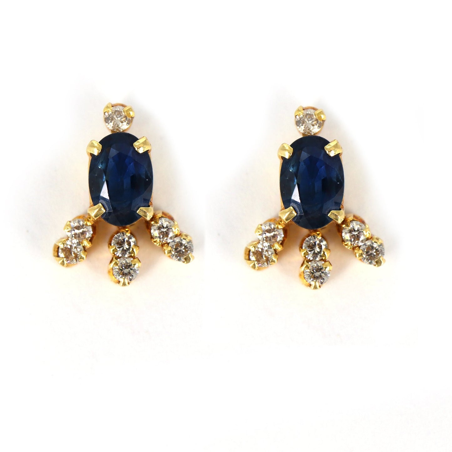 Yellow Studded Blue Sapphire Studs Sapphire Earring 18K Gold