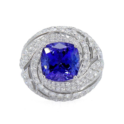 Royal Blue Tanzanite Ring 18K Gold