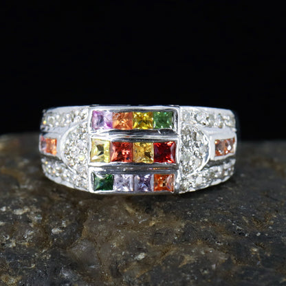 Multi Sapphire Ring Silver