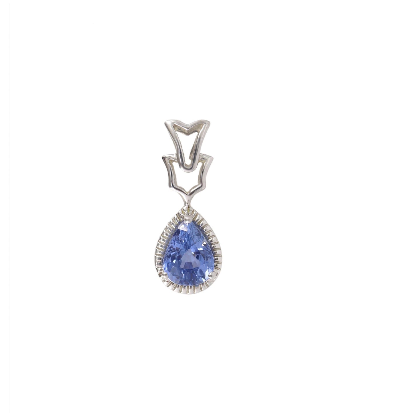 Pear Cut Blue Sapphire Pendant 14K Gold